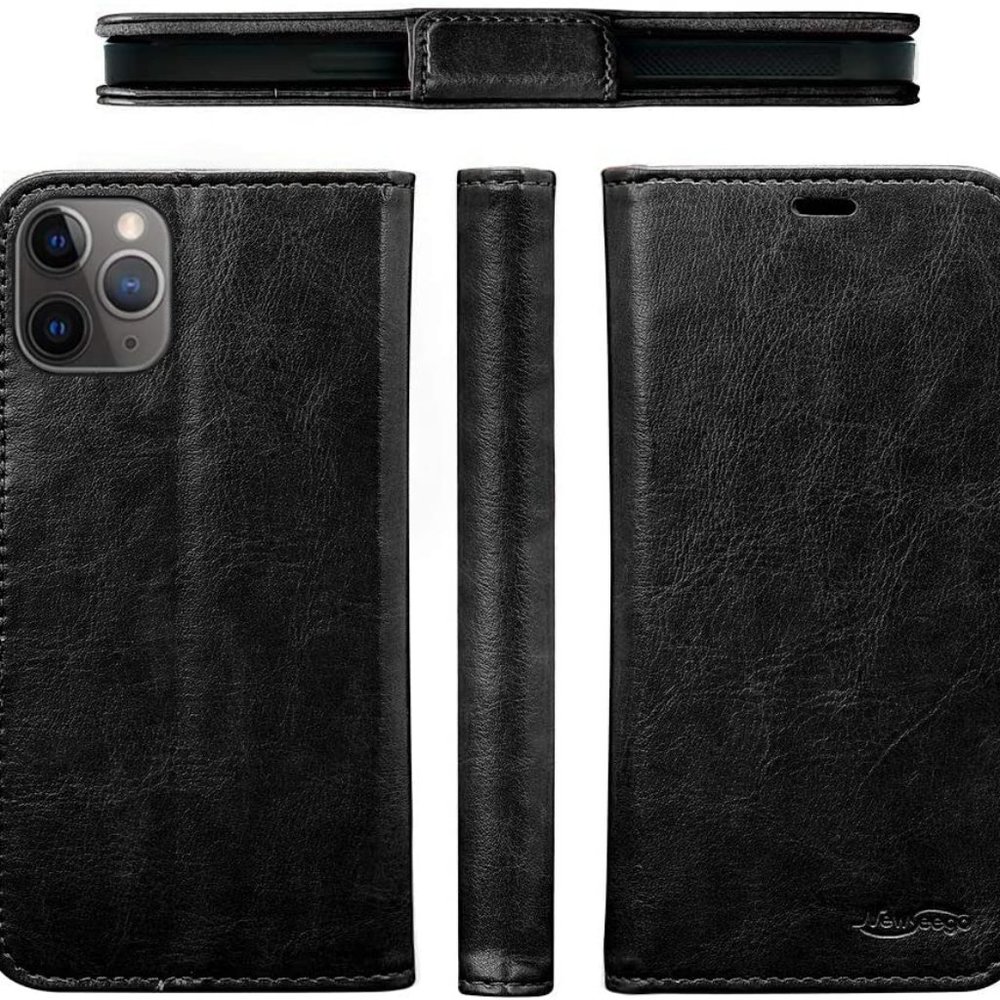 Newseego Leather Case Compatible with iPhone 12/iPhone 12 Pro Black